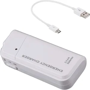 Portable AA Battery Travel Charger for NEC Medias X N-04E and Emergency Re-Charger with LED Light! (Takes 2 AA Batteries) [White]