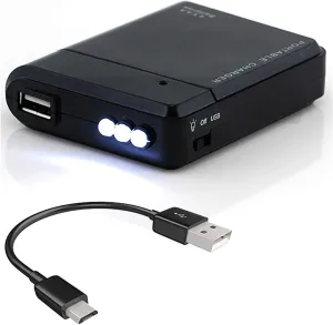 Portable AA Battery Travel Charger for Vertu Signature Touch and Emergency Re-Charger with LED Light! (Takes 4 AA Batteries) [Black]