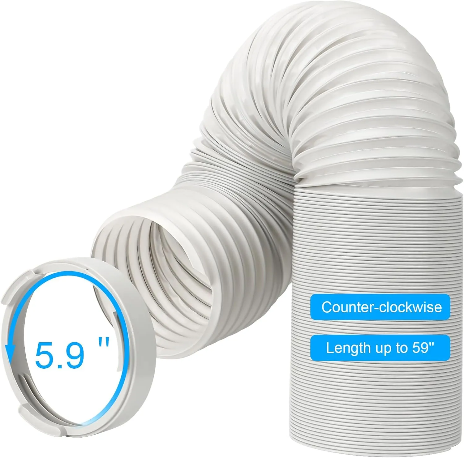 Portable Air Conditioner Hose Kit AC Hose with Adapter 5.9" Dia 59" Length Universal Flexible Exhaust Hose and AC Unit Tube Connector for Portable Air Conditioner Vent