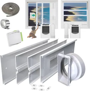 Portable Air Conditioner Window Vent Kit 26-62"Adjustable with Universal 5.0/5.9"Adapter Security Lock 2 Weather Strippings Perfect Fit for LG Portable AC Vertical/Horizontal Sliding Window Seal Kit