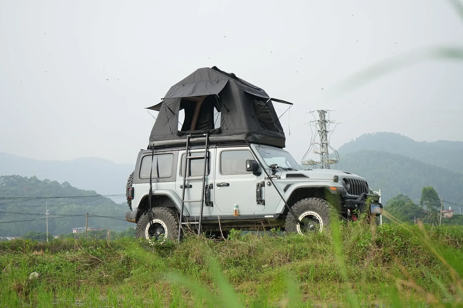 Portable Amphibious Inflatable Tent for Adventurous Camping, Quick Setup and Elevated Comfort, for On-The-Go Explorers, Black