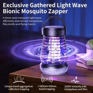 Portable Bug Zapper Indoor Outdoor, 2025 Upgraded Mosquito Zapper 3-in-1 Rechargeable Mosquito Killer & Camping Lamp,Suitable for Patio, Home, Backyard, Yard, Garden, Campsite