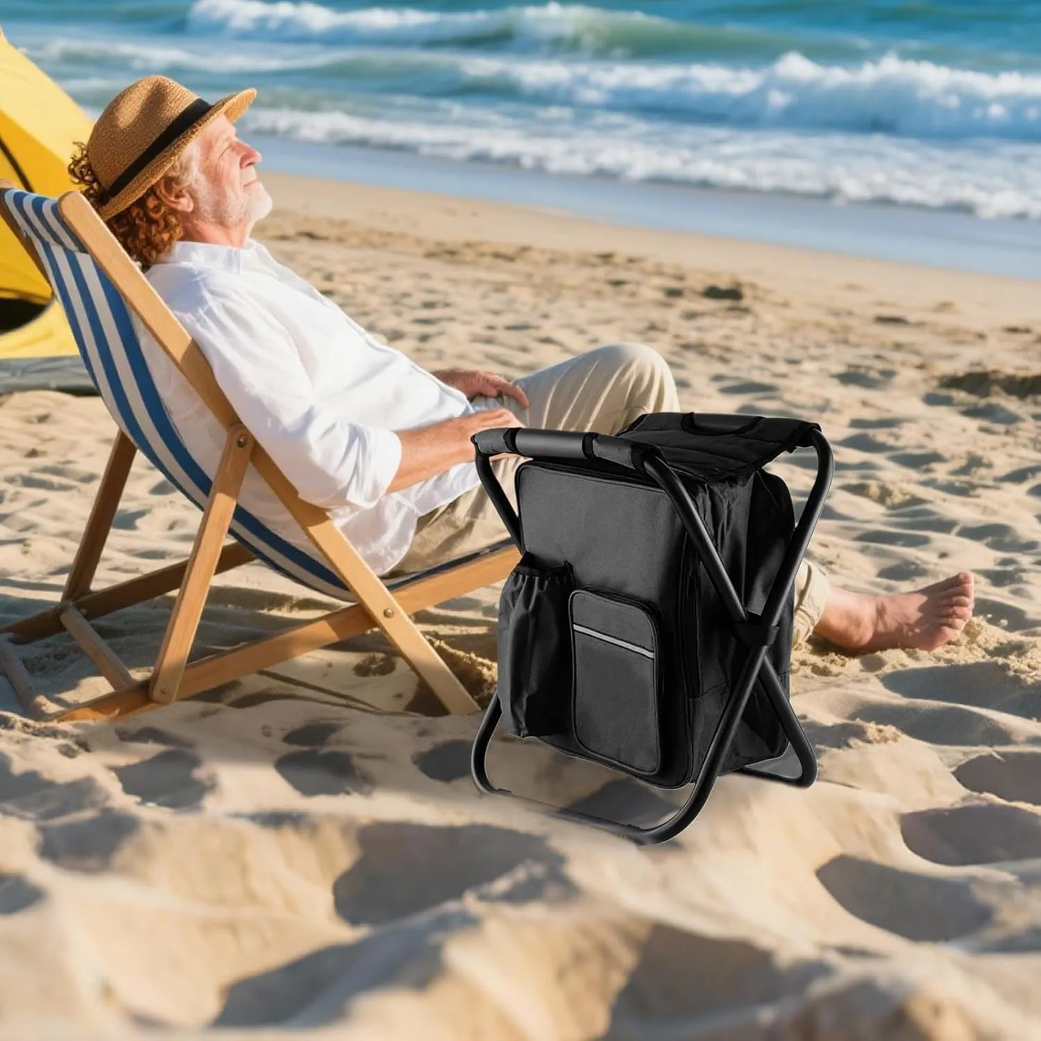 Portable Camping Chair - Folding Chairs for Outside, Backpack Cooler Bag | Sturdy Material, Effortless Storage, Built Tough with Weather and Wear Resistant, Foldable and Wearable Design, Excellent