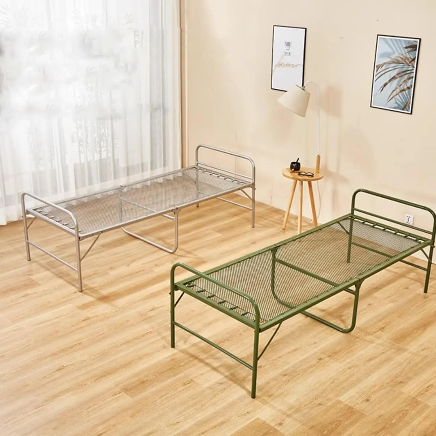 Portable Camping Cots for Adults Thickened Folding Steel Wire Bed, Office Lunch Break Folding Bed, Portable Marching Bed, for Home, Office, Hospital, Traveling(White,193x80x45cm)