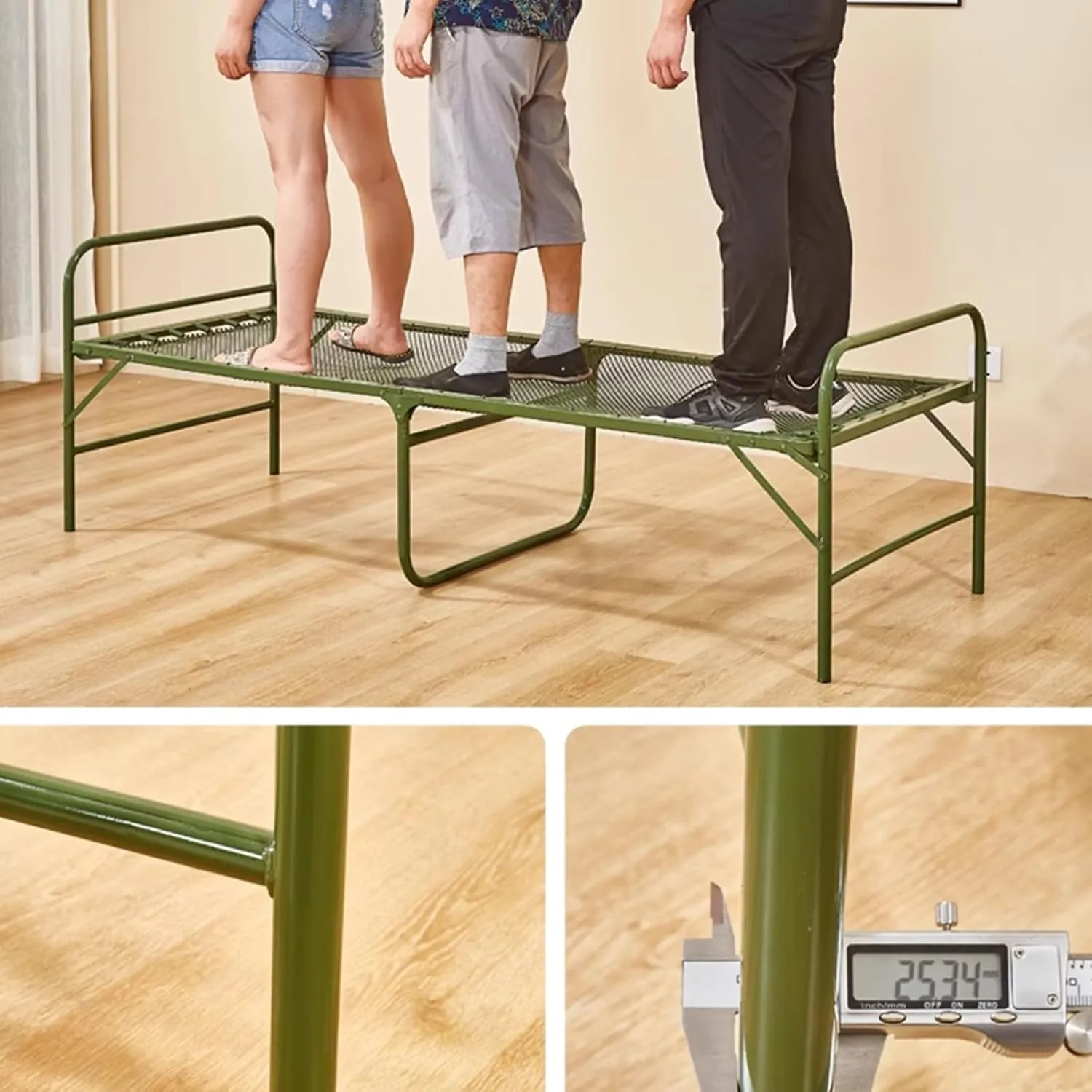 Portable Camping Cots for Adults Thickened Folding Steel Wire Bed, Office Lunch Break Folding Bed, Portable Marching Bed, for Home, Office, Hospital, Traveling(White,193x80x45cm)