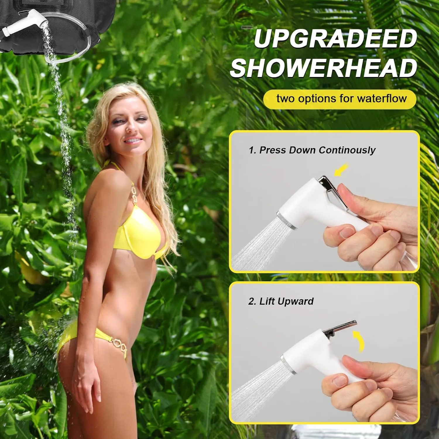 Portable Camping Privacy Tent, Outdoor Shower Tent Kit with 5 Gallon Shower Bag-(Nozzle Upgraded)