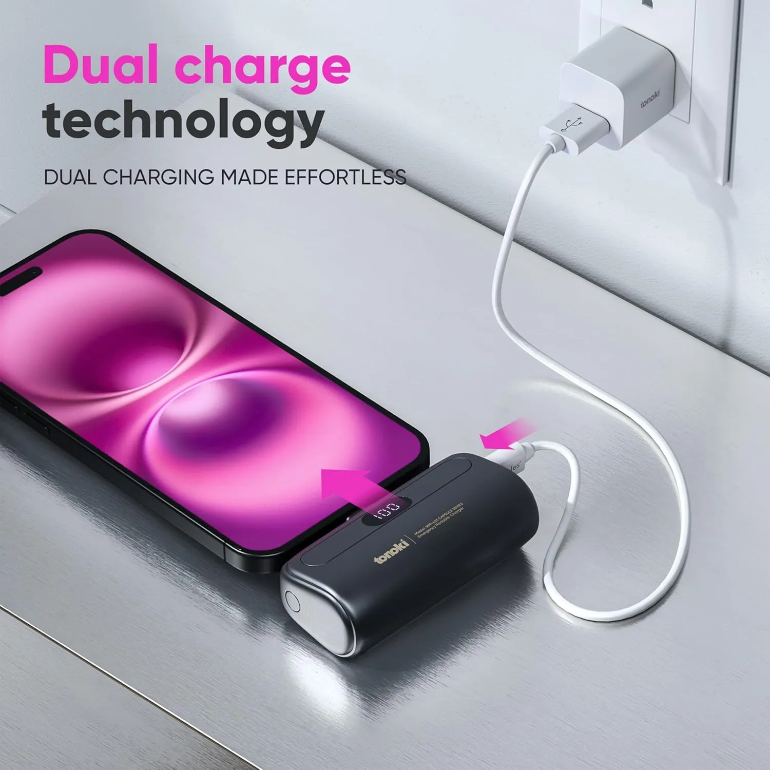 Portable Charger for iPhone (Black, Lightning)
