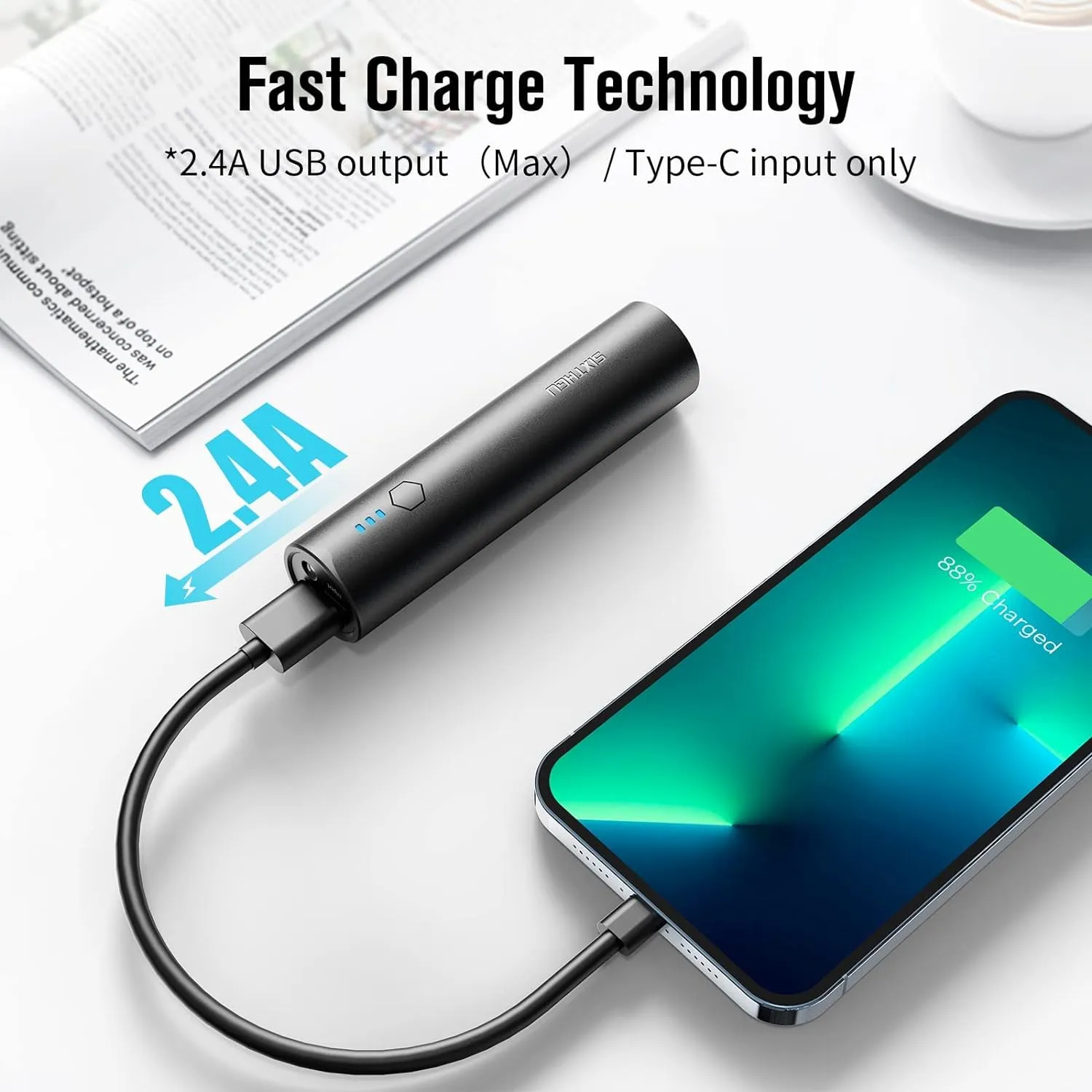 Portable Charger, Power Bank, S03 2-Pack 5,000mAh Fast Charging USB-C (in&Out) Compatible with iPhone 15/15 Plus/15 Pro/15 Pro Max, iPhone 14/13 Series and Android Phone