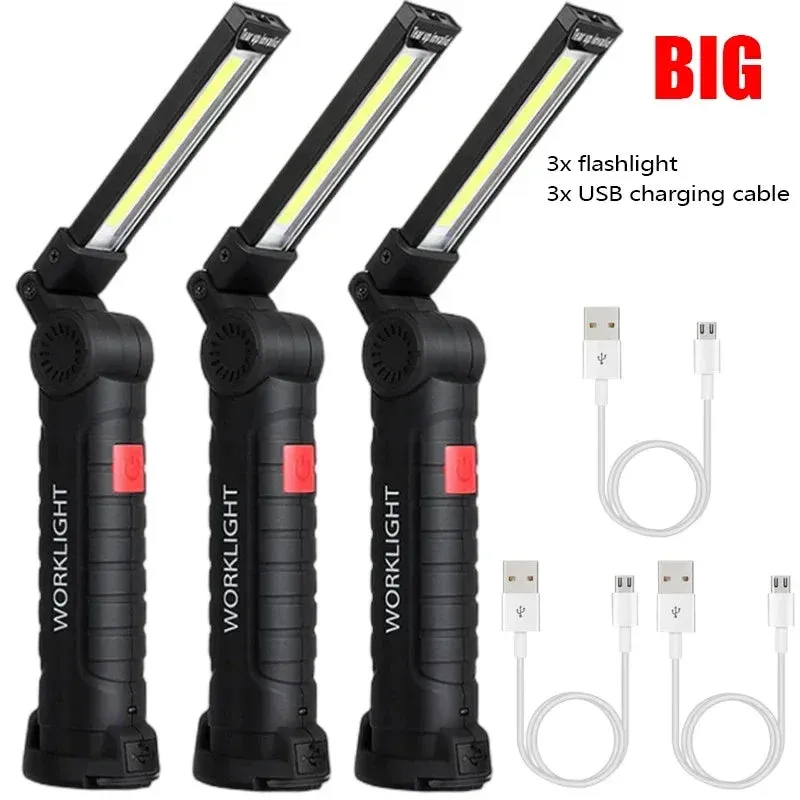 Portable COB LED Flashlight USB Rechargeable