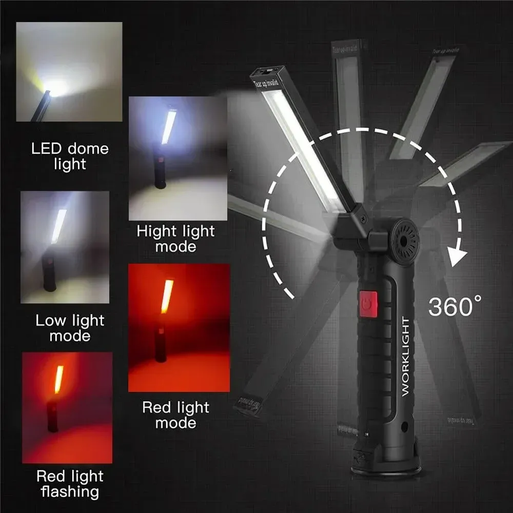 Portable COB LED Flashlight USB Rechargeable