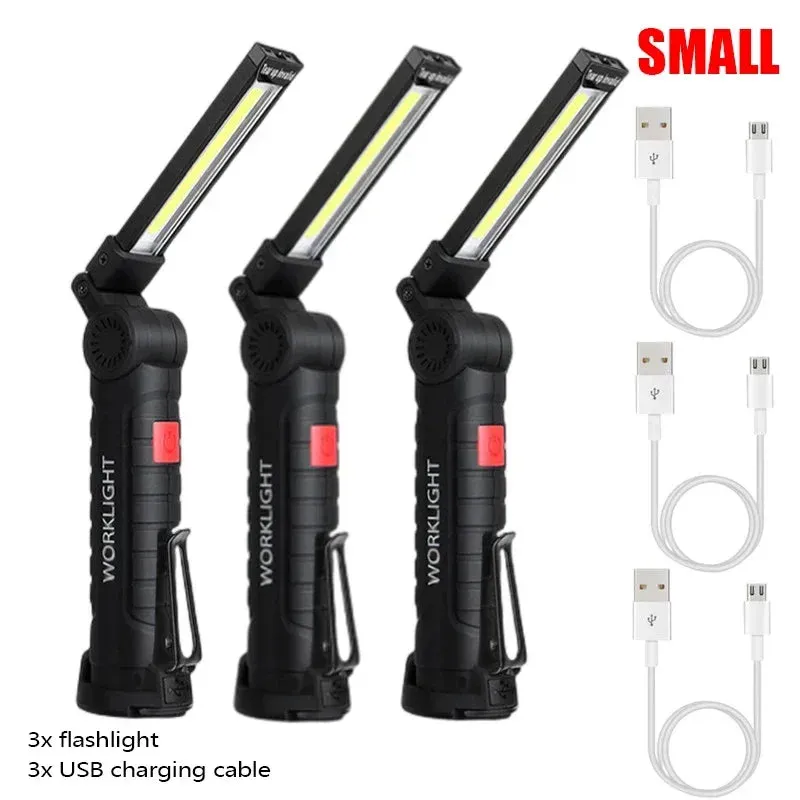 Portable COB LED Flashlight USB Rechargeable