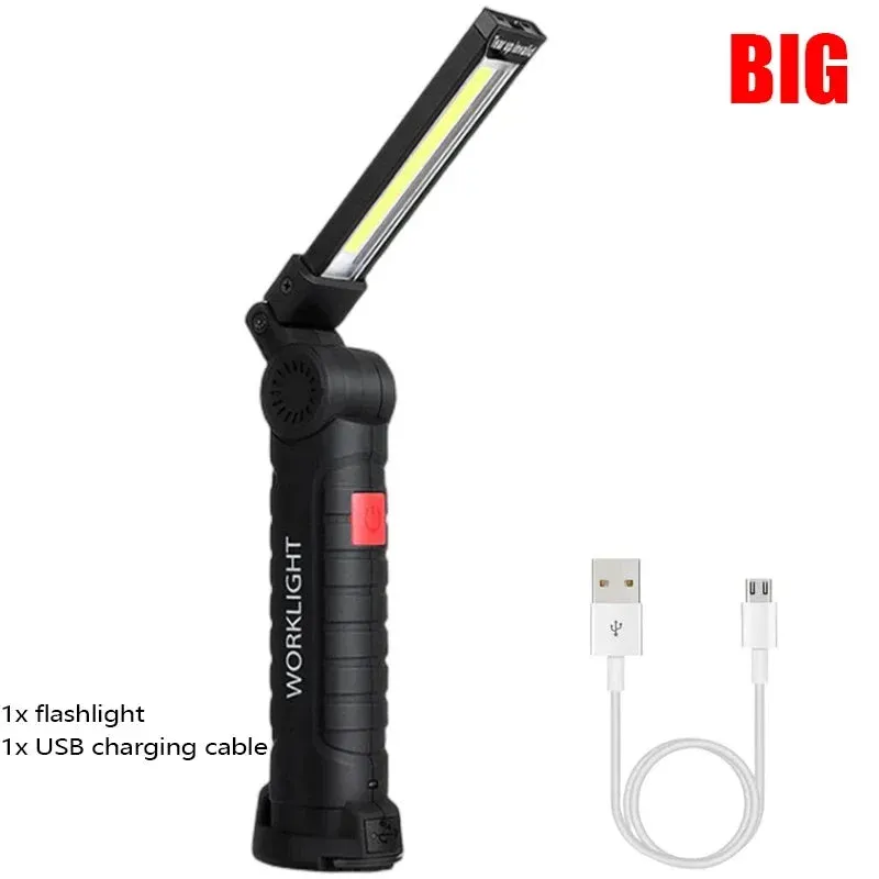 Portable COB LED Flashlight USB Rechargeable