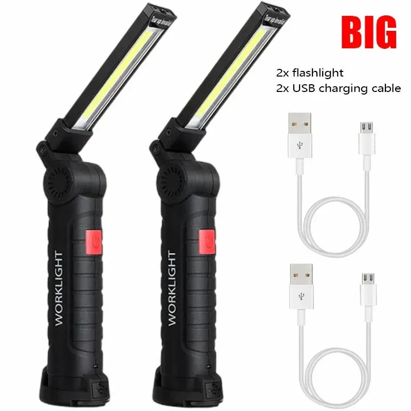 Portable COB LED Flashlight USB Rechargeable