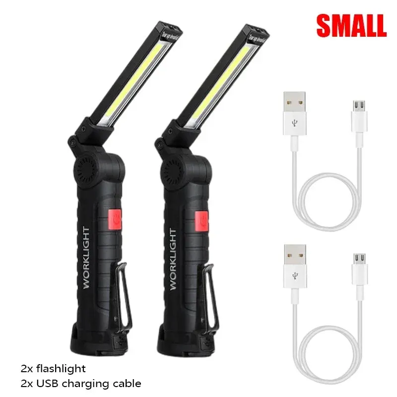 Portable COB LED Flashlight USB Rechargeable