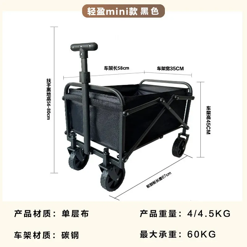 Portable Collapsible Folding Wagon Large Capacity Heavy Duty Folding Wagon Garden Utility Cart Sports Wagon for Camping Shopping
