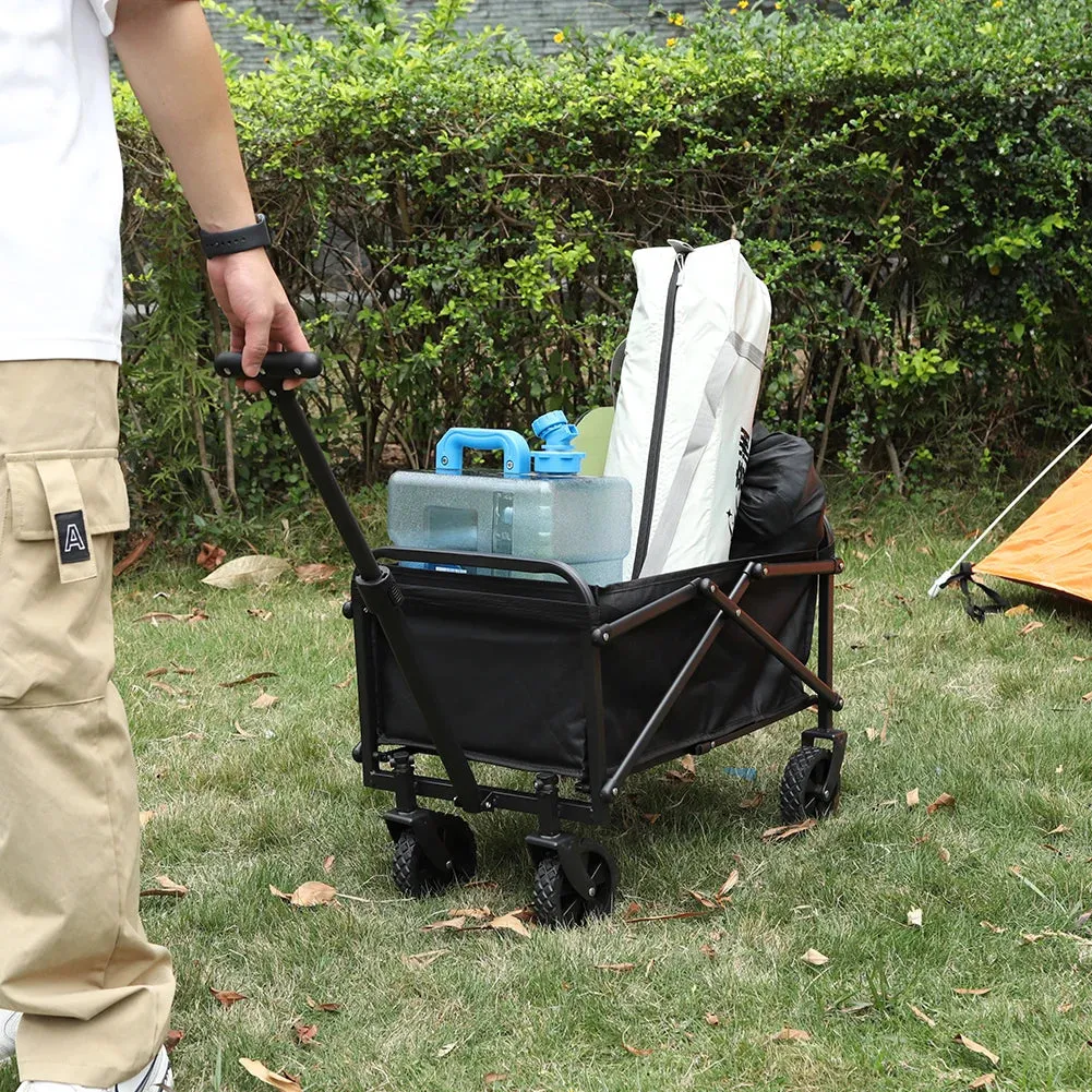 Portable Collapsible Folding Wagon Large Capacity Heavy Duty Folding Wagon Garden Utility Cart Sports Wagon for Camping Shopping