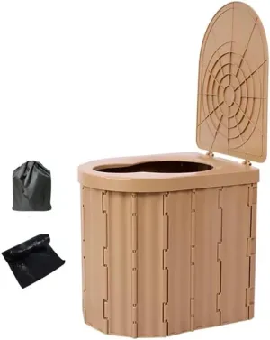 Portable Collapsible Toilet, Outdoor Toilet for Camping Hygiene, Portable Toilet with Lid for Camping Hiking, Car, Tent, Road Trip