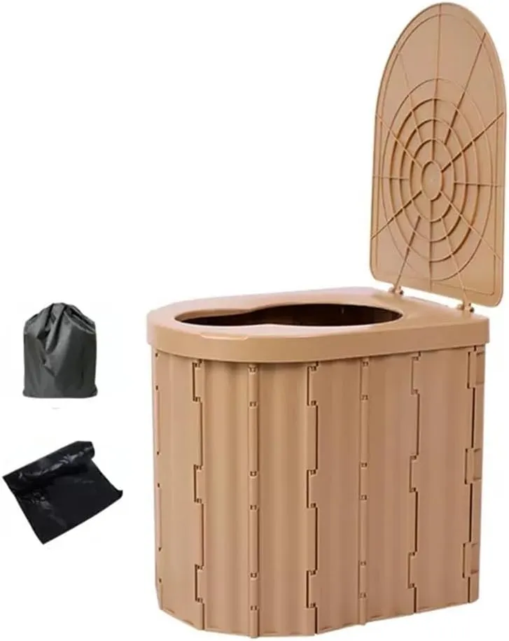 Portable Collapsible Toilet, Outdoor Toilet for Camping Hygiene, Portable Toilet with Lid for Camping Hiking, Car, Tent, Road Trip