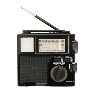 Portable Emergency Radio Solar FM/AM/SW Receiver with LED Flashlight - Bluetooth Speaker and Phone Charger
