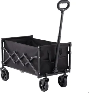 Portable Foldable 4-Wheel Cart Foldable - Lightweight Heavy Duty Beach Cart - Large Capacity Outdoor Cart, Loading 360 lbs, Suitable for Grocery, Camping, Shopping, Sports, Garden
