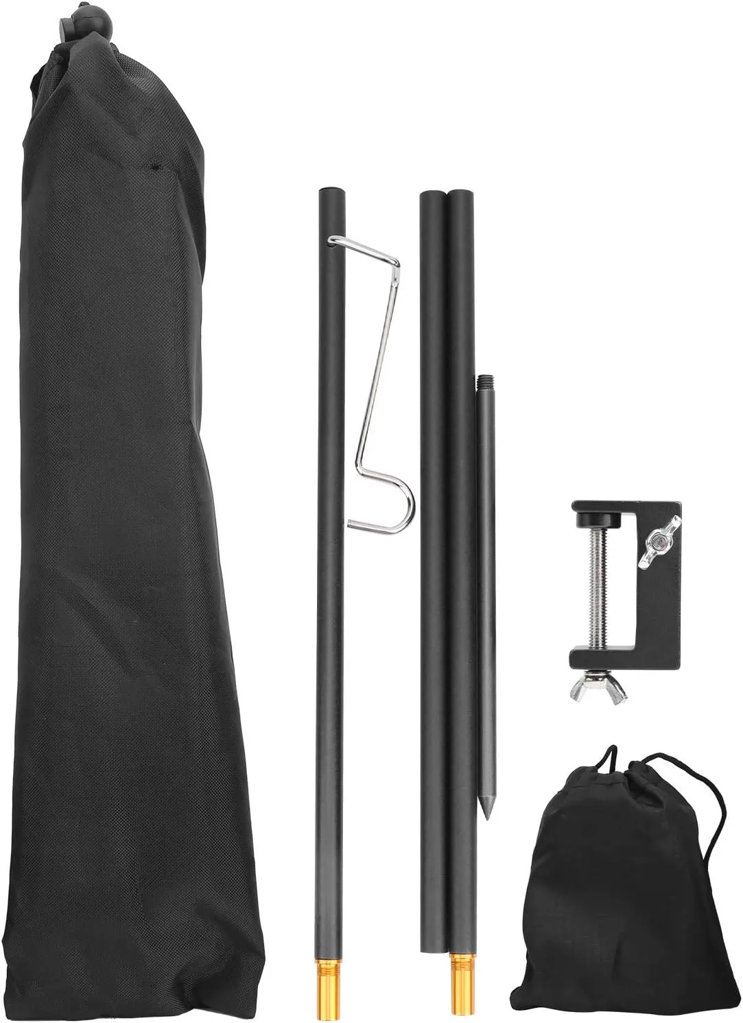 Portable Foldable Illumination Stand | Aluminum Alloy Camping Lantern Support for Outdoor/BBQ/Picnic | 47.2in Height with Ground Nail & Table Clip