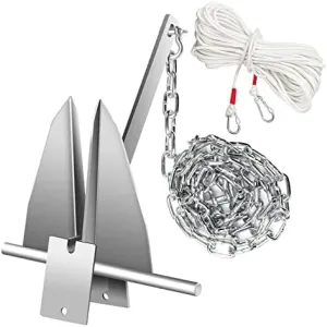 Portable Galvanized Fluke Style Anchor Kit Includes Galvanized Fluke Anchor, Rope, Shackles, Chain,8.5lb