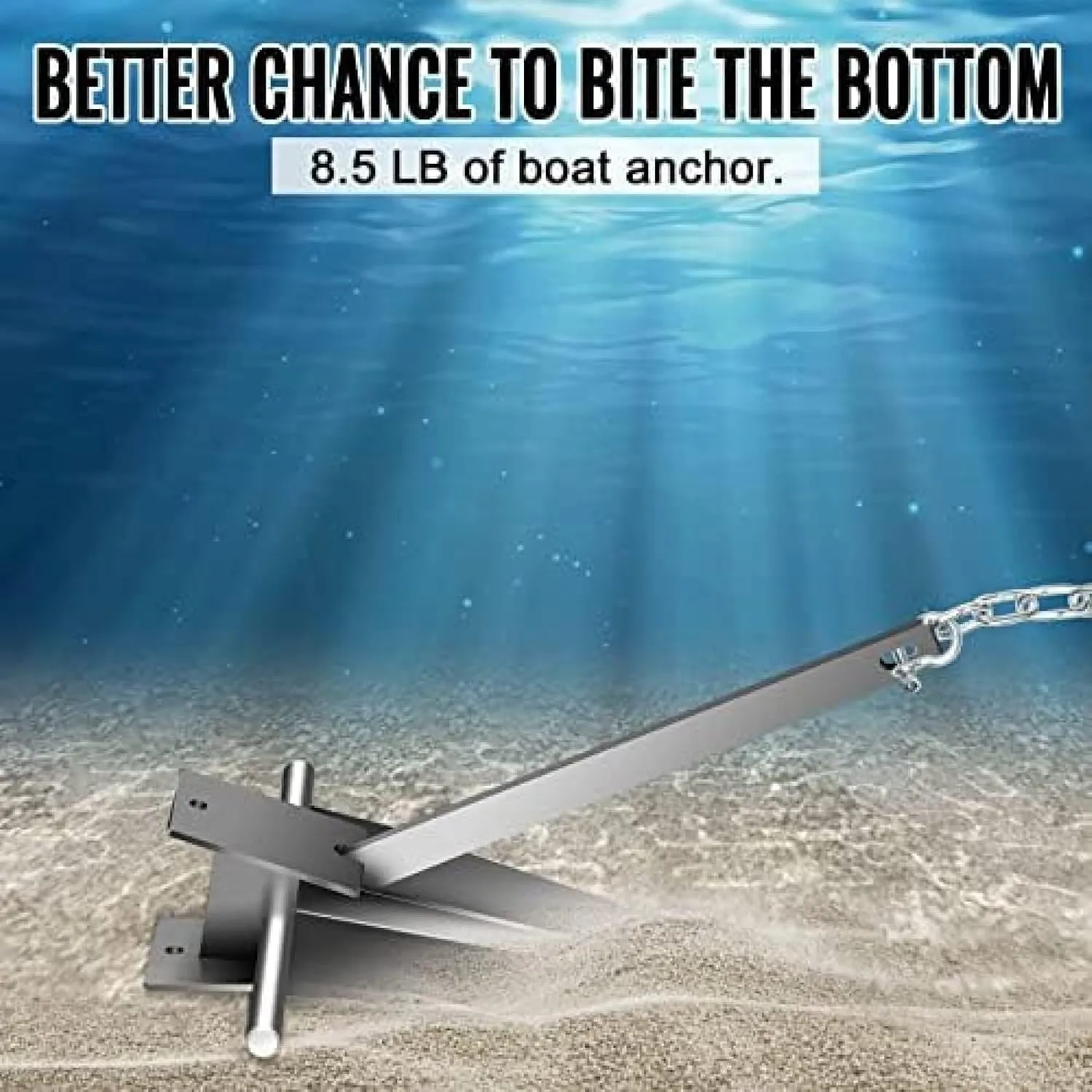 Portable Galvanized Fluke Style Anchor Kit Includes Galvanized Fluke Anchor, Rope, Shackles, Chain,8.5lb