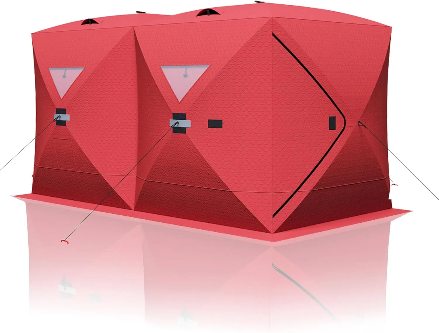 Portable Ice Fishing Shelter - Spacious 3 to 4-Person Pop-Up Ice Fishing Tent - Durable and Weather Resistant Winter Fishing Shelter - Lightweight and Easy to Set Up - Red/Blue