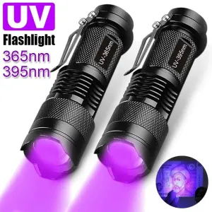 Portable Mini UV Flashlight 395/365nm LED Lamp for Pet Stain Detection & Hunting