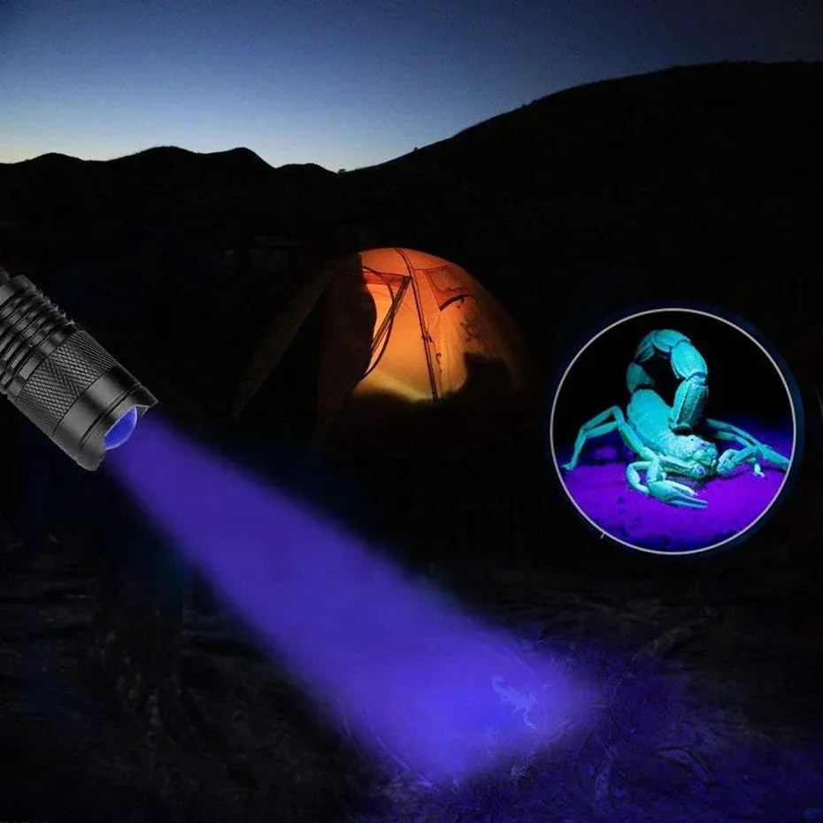 Portable Mini UV Flashlight 395/365nm LED Lamp for Pet Stain Detection & Hunting
