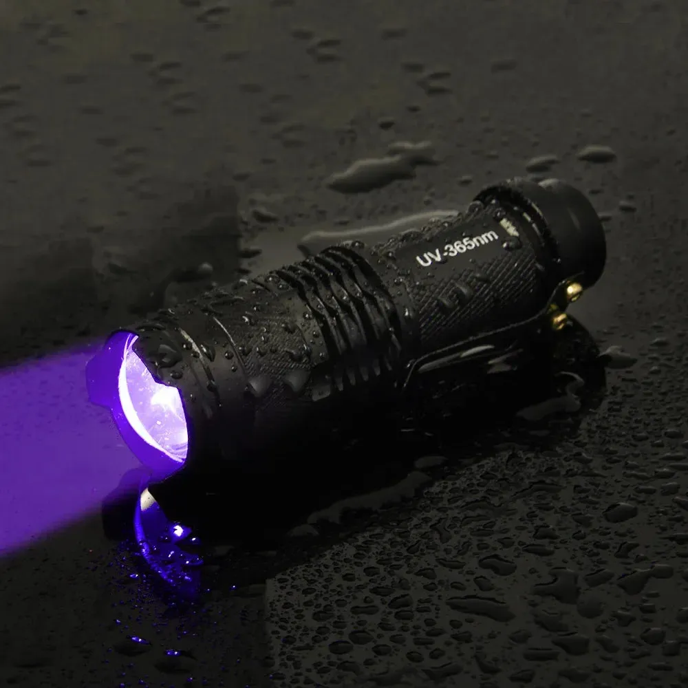 Portable Mini UV Flashlight 395/365nm LED Lamp for Pet Stain Detection & Hunting