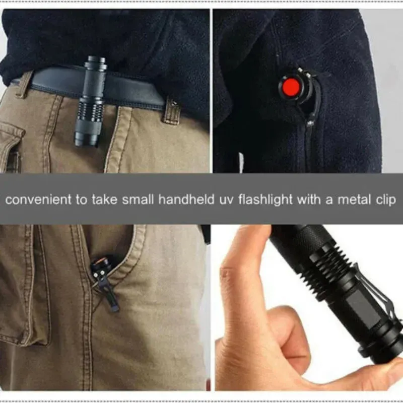 Portable Mini UV Flashlight 395/365nm LED Lamp for Pet Stain Detection & Hunting