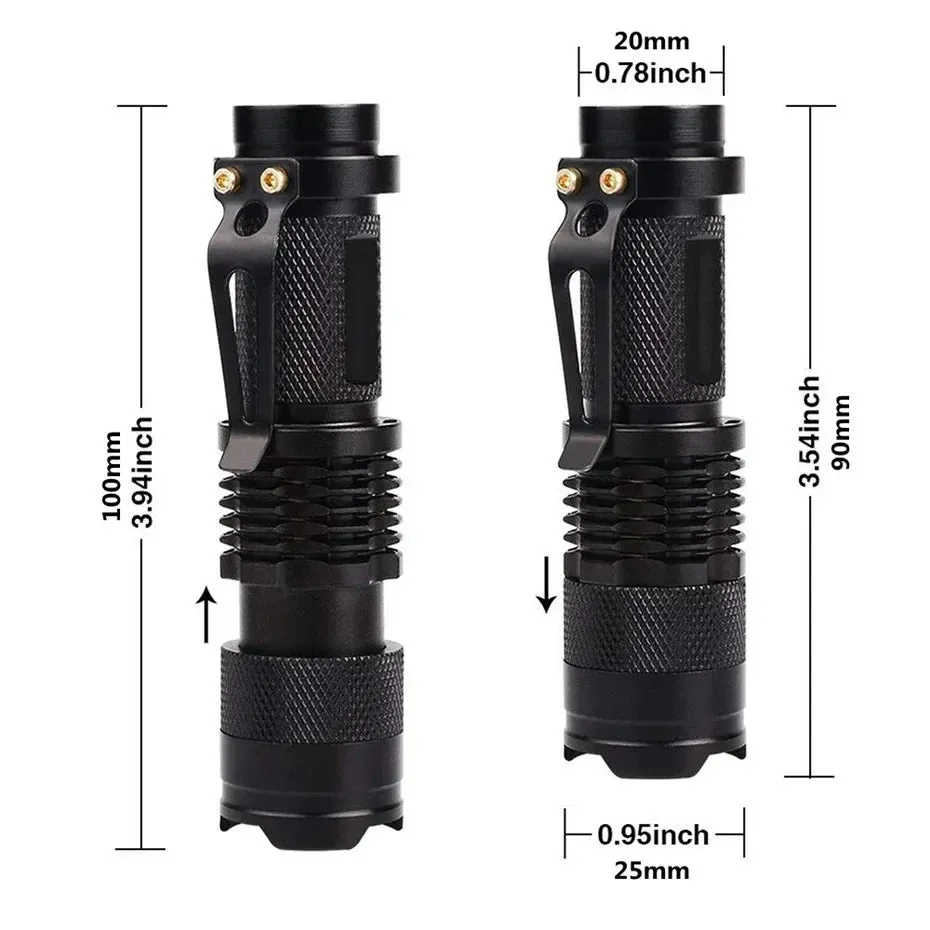 Portable Mini UV Flashlight 395/365nm LED Lamp for Pet Stain Detection & Hunting