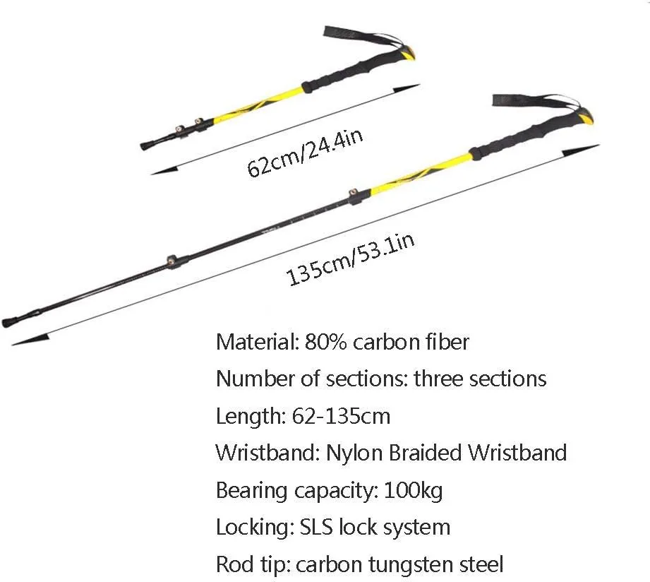 Portable Outdoor Telescopic Walking Stick Ultralight Aluminum External Lock Hiking Skiing Hiking Trekking Poles with Cork and EVA Grip
