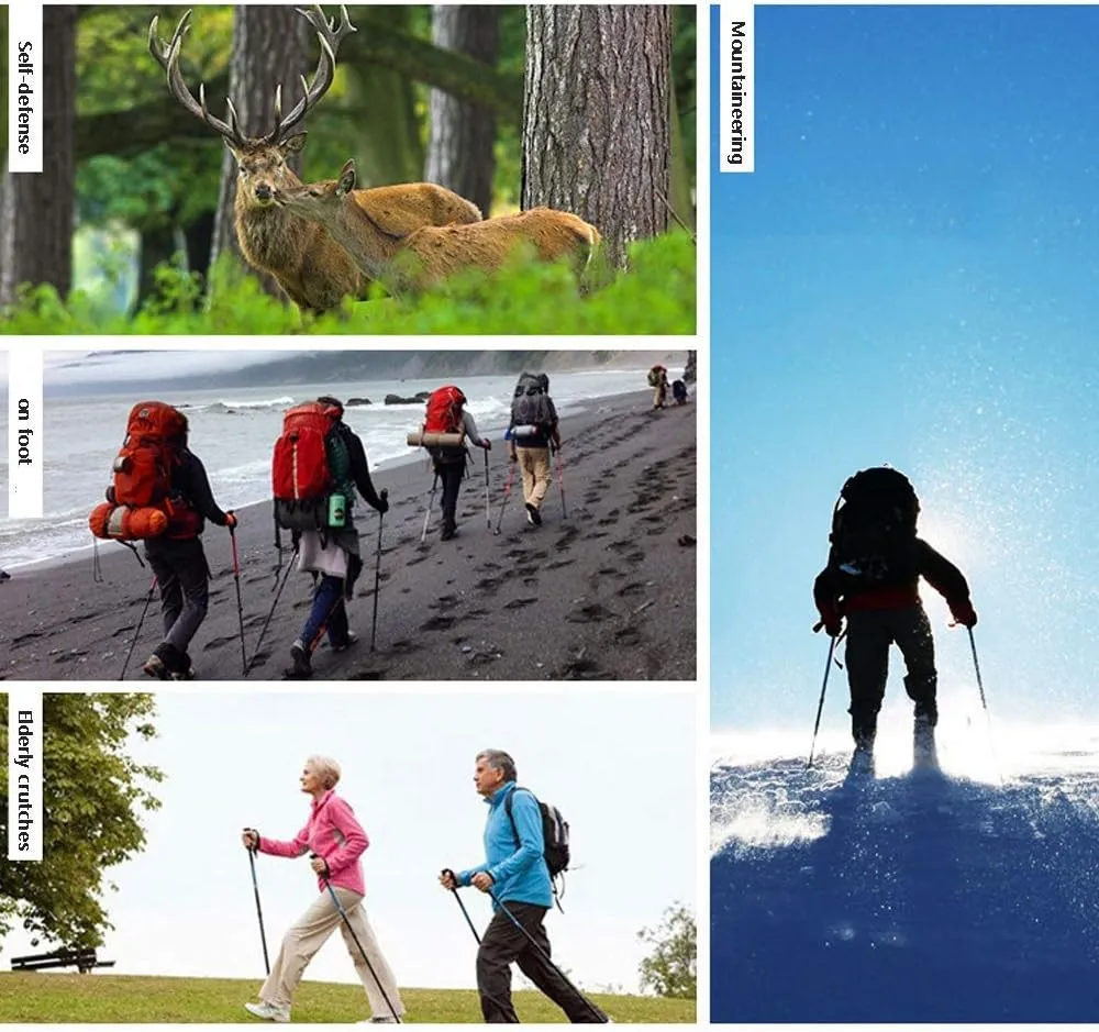 Portable Outdoor Telescopic Walking Stick Ultralight Aluminum External Lock Hiking Skiing Hiking Trekking Poles with Cork and EVA Grip