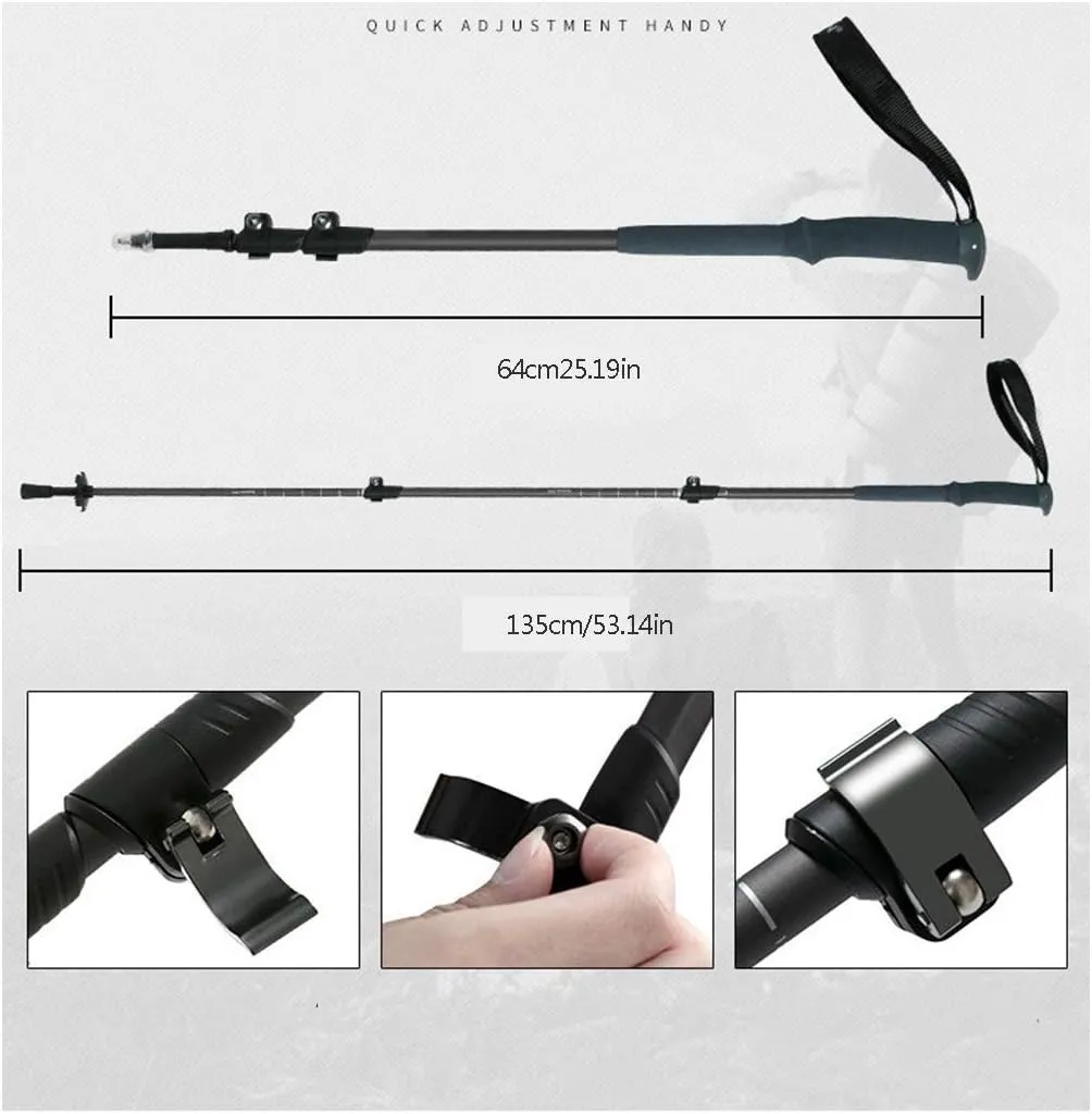 Portable Outdoor Telescopic Walking Stick Ultralight Aluminum External Lock Hiking Skiing Hiking Trekking Poles with Cork and EVA Grip