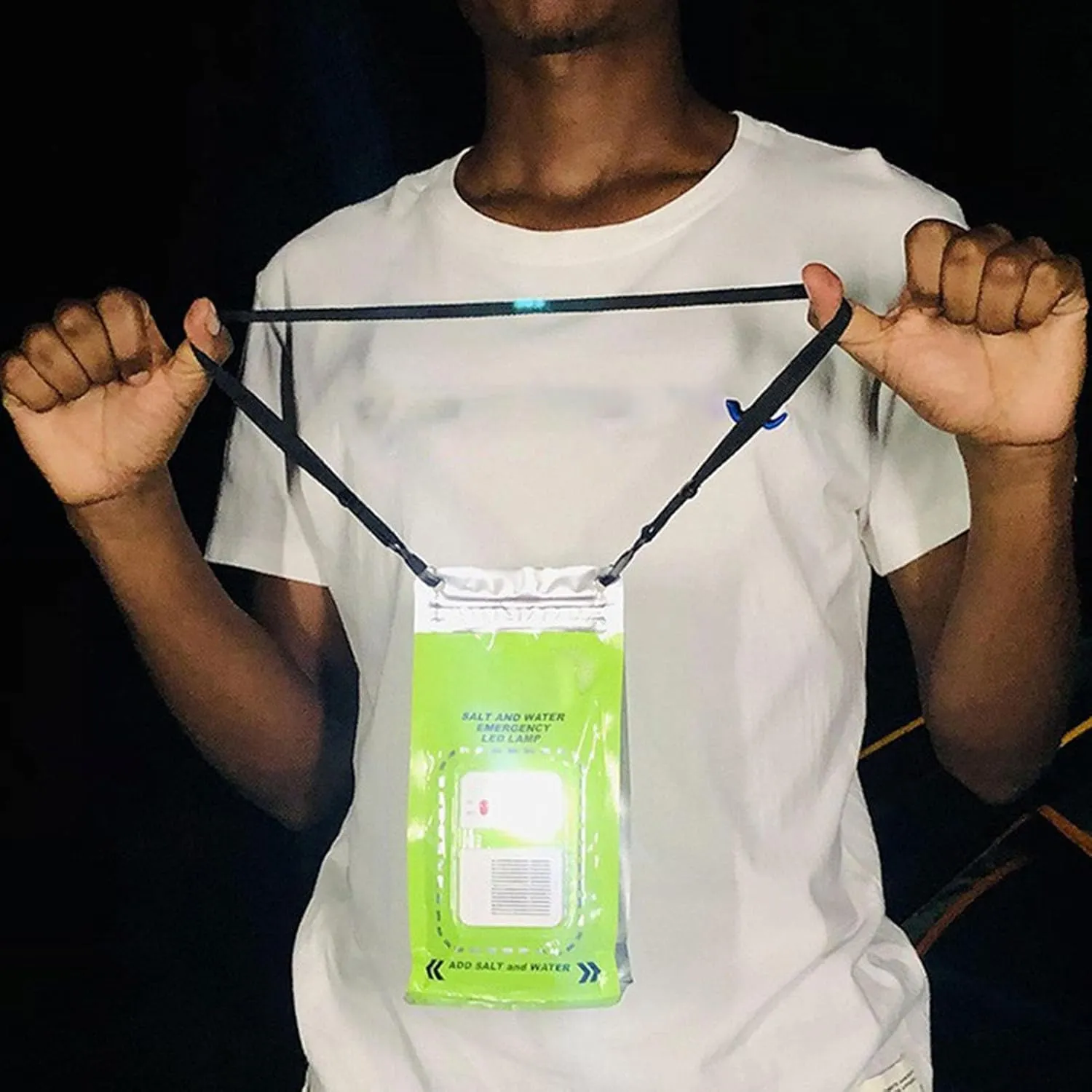 Portable Salt Water Lamp, 3 LED Outdoor Emergency Camping Lantern, 140 Hours No Battery Reusable Salt Lighting with Lanyard for Night Fishing Camping