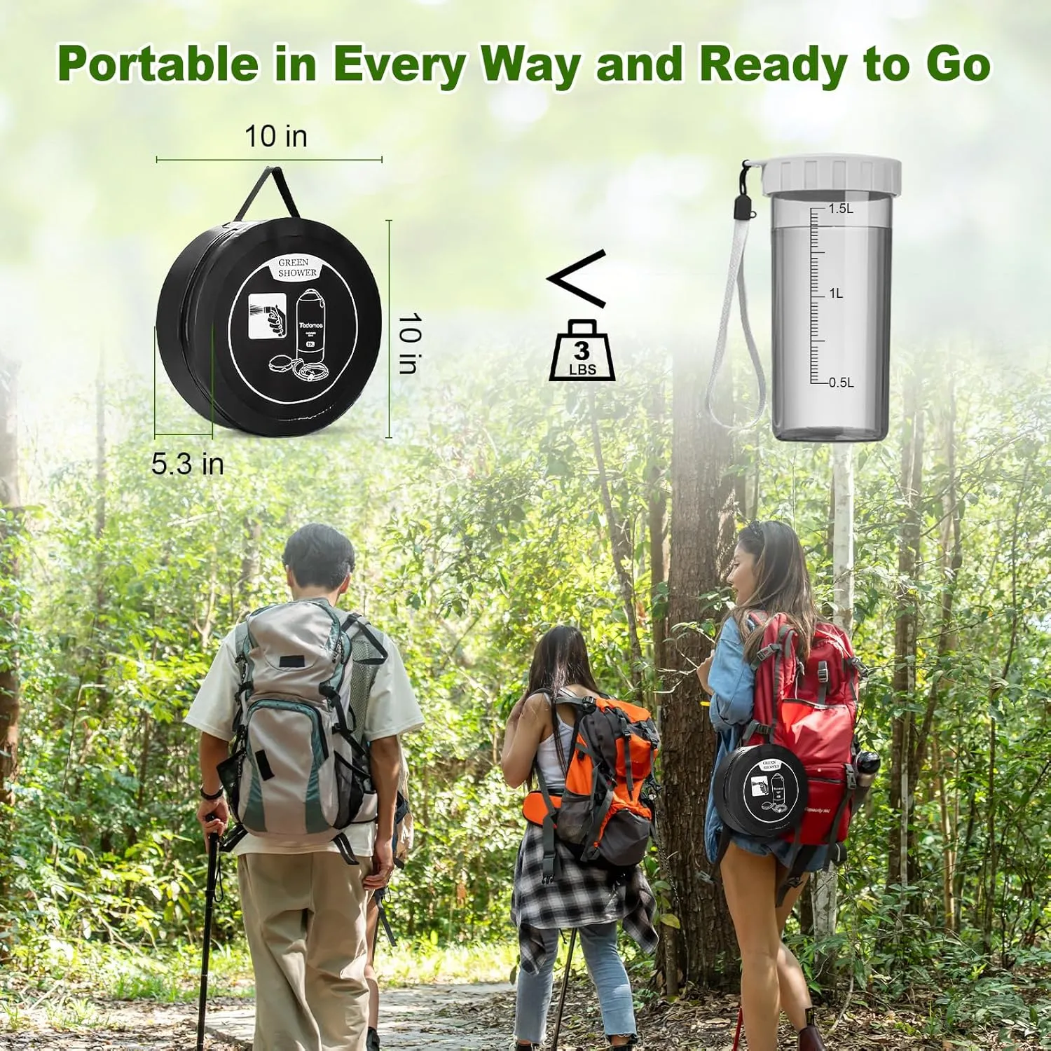 Portable Shower for Camping, 5 Gal/20 L Solar Heating Camping Shower Bag with Shower Pump, Portable Shower Head, Essential for Camping,Festivals, Overlanding, Beach Trips,Outdoor Showers