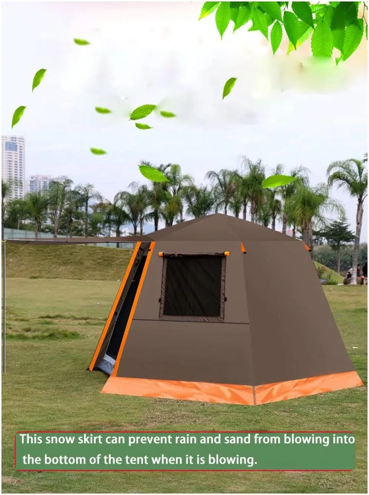 Portable Tent Campiautomatic Instant Waterproof Windproof Dome Tent with Front Room Space,for Family Trip Festival Garden Campigathering (Tan L)