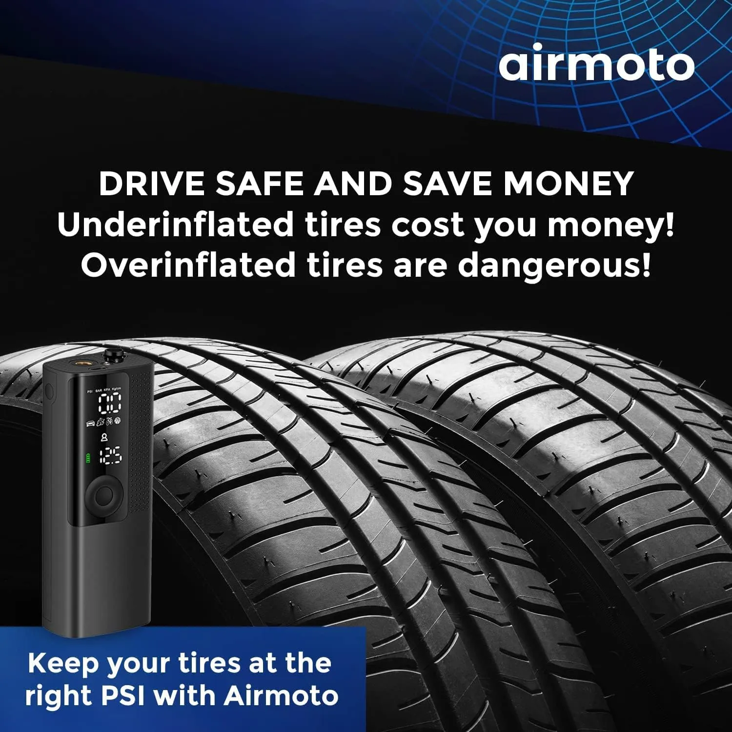 Portable Tire Inflator & Air Compressor with Gauge - Smart Pump for Car, Bike & More