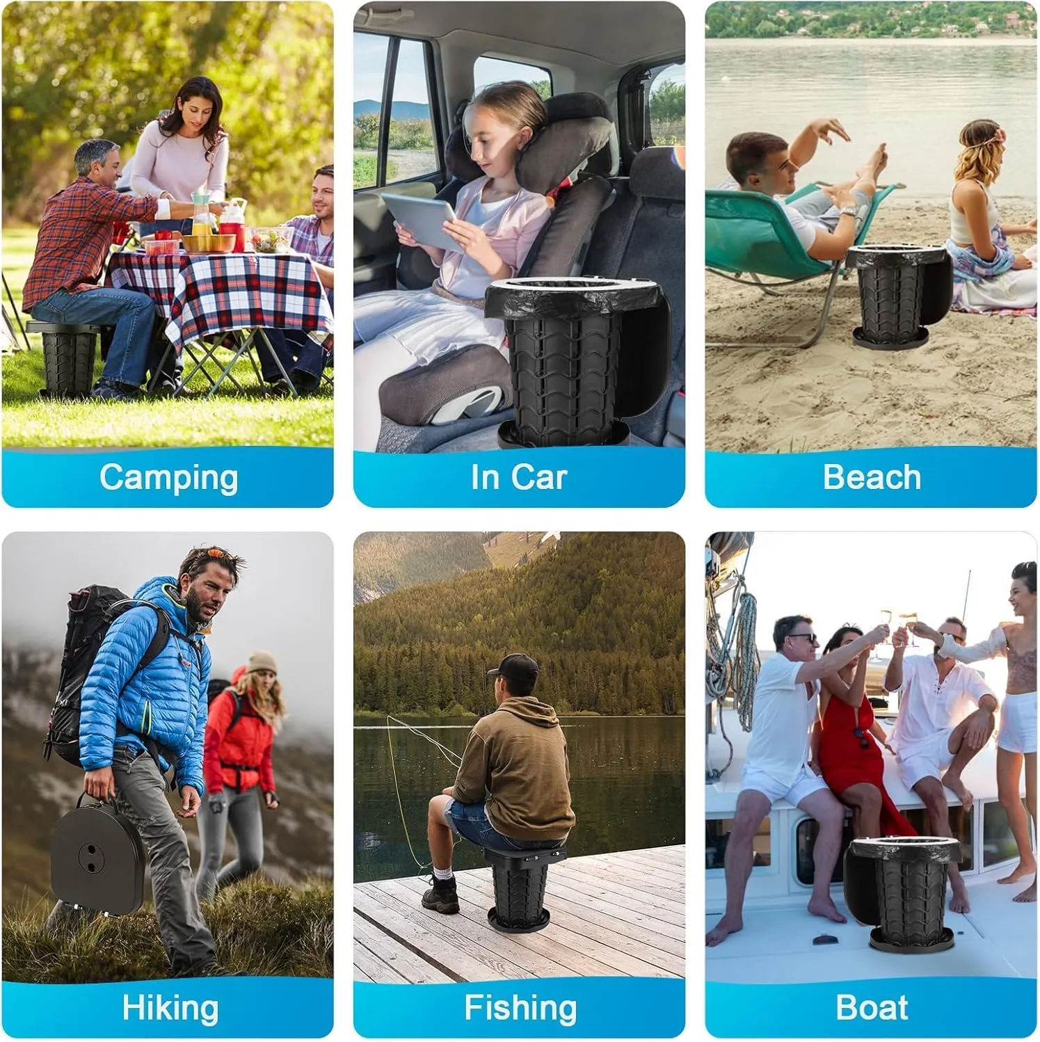 Portable Toilet Kit, Portable Camping Toilet with Pop-Up Privacy Tent with 12 Toilet Bags, Tents Washable Outdoor Showers Changing Rooms