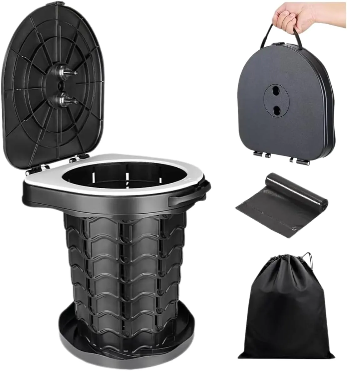 Portable Toilet Kit, Portable Camping Toilet with Pop-Up Privacy Tent with 12 Toilet Bags, Tents Washable Outdoor Showers Changing Rooms