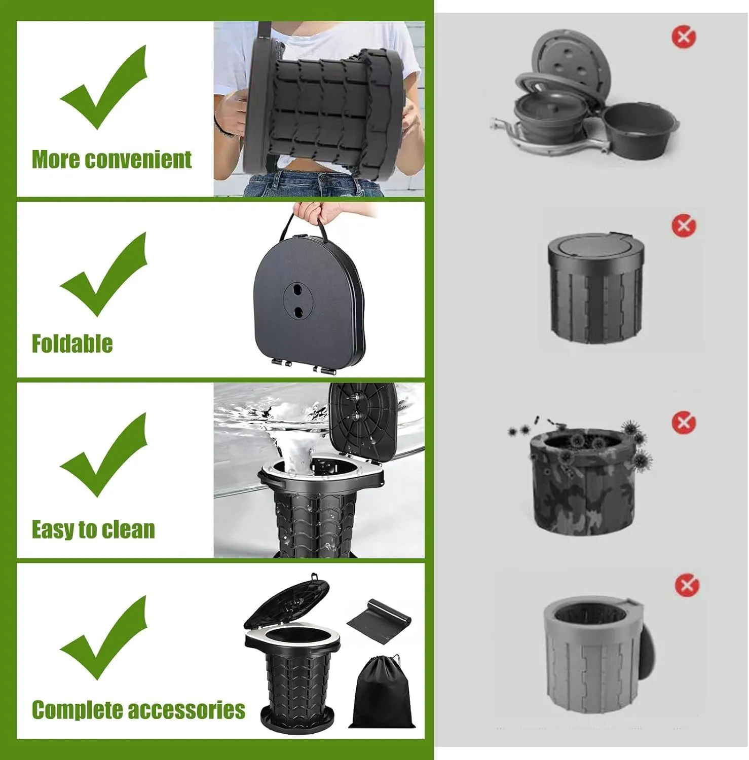 Portable Toilet Kit, Portable Camping Toilet with Pop-Up Privacy Tent with 12 Toilet Bags, Tents Washable Outdoor Showers Changing Rooms