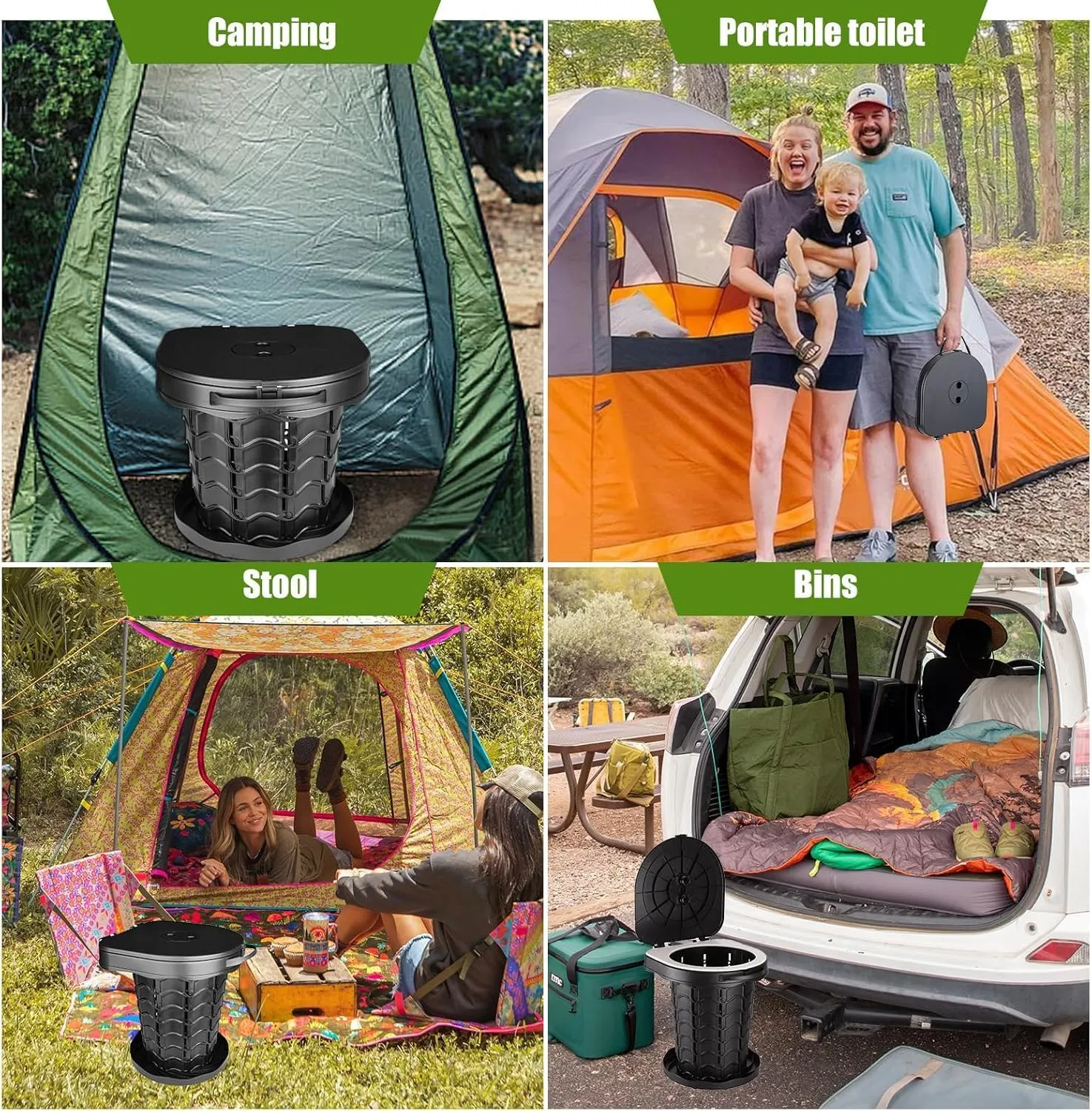 Portable Toilet Kit, Portable Camping Toilet with Pop-Up Privacy Tent with 12 Toilet Bags, Tents Washable Outdoor Showers Changing Rooms