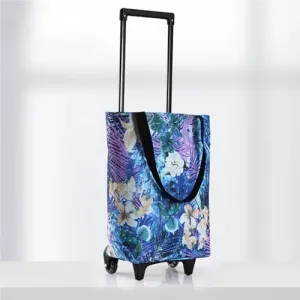 Portable Trolley Cart Shopping Bag - Foldable Shopping Cart Shopping Bag, Trolley Grocery Bag Cart with Wheels, Reusable 17L Utility Cart, for Camping Beach Picnic BBQ Laundry Luggage(C)
