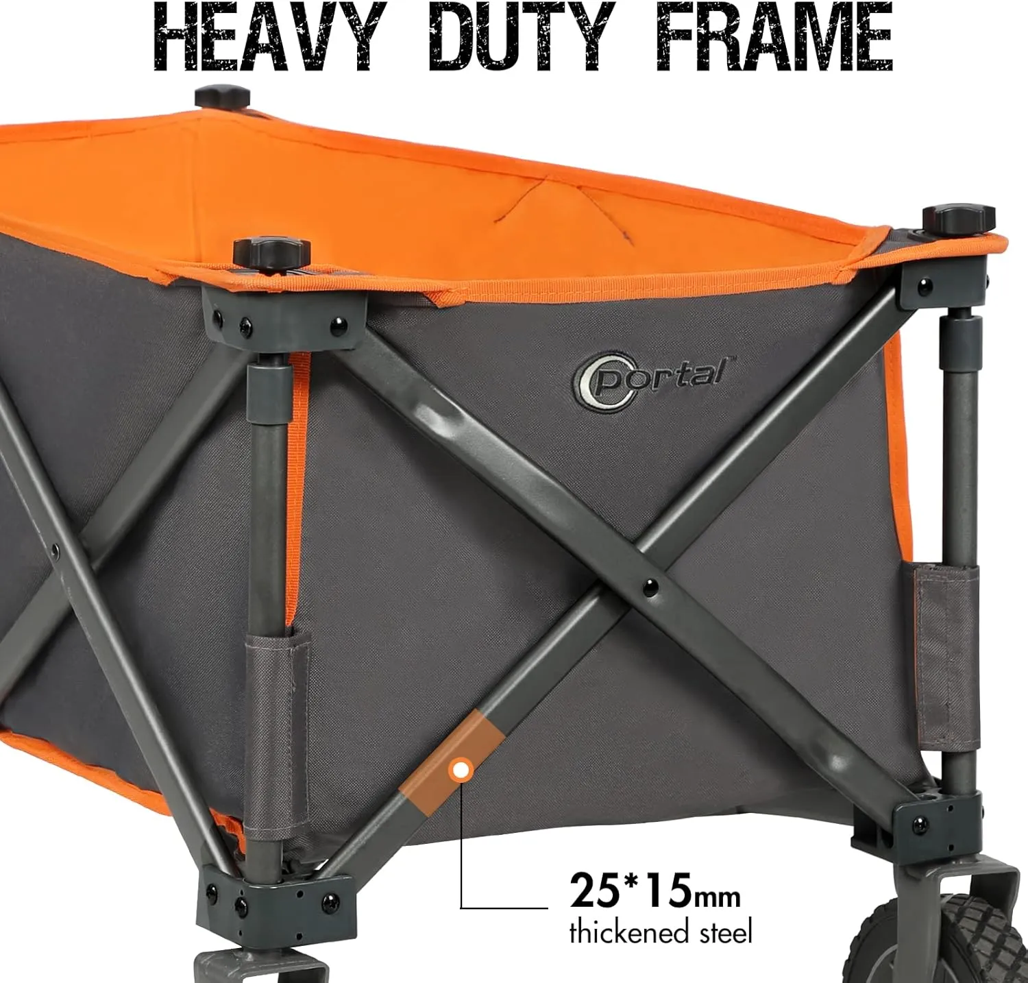 PORTAL Collapsible Wagon Cart, Heavy Duty Foldable Wagon Carts with Wheels, Folding Utility Wagon for Camping, Shopping, Garden, Sports, Beach