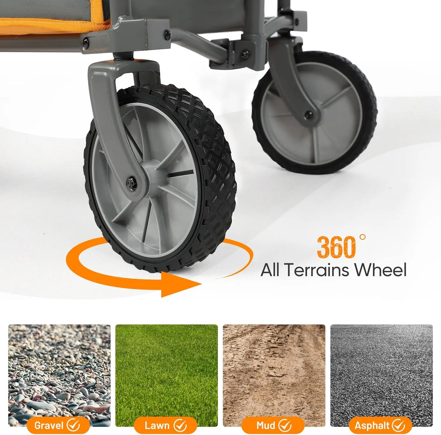 PORTAL Collapsible Wagon Cart, Heavy Duty Foldable Wagon Carts with Wheels, Folding Utility Wagon for Camping, Shopping, Garden, Sports, Beach