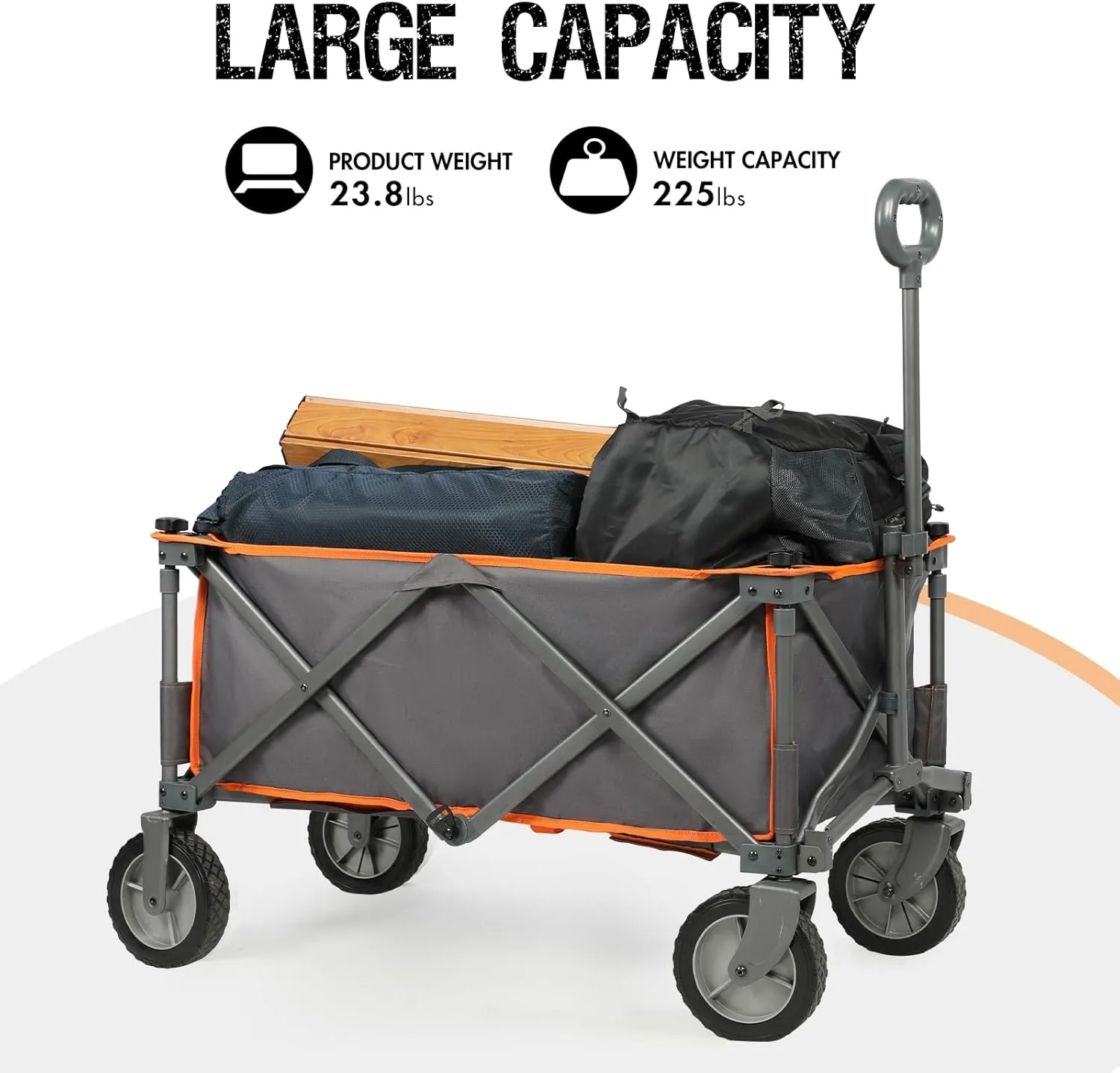 PORTAL Collapsible Wagon Cart, Heavy Duty Foldable Wagon Carts with Wheels, Folding Utility Wagon for Camping, Shopping, Garden, Sports, Beach