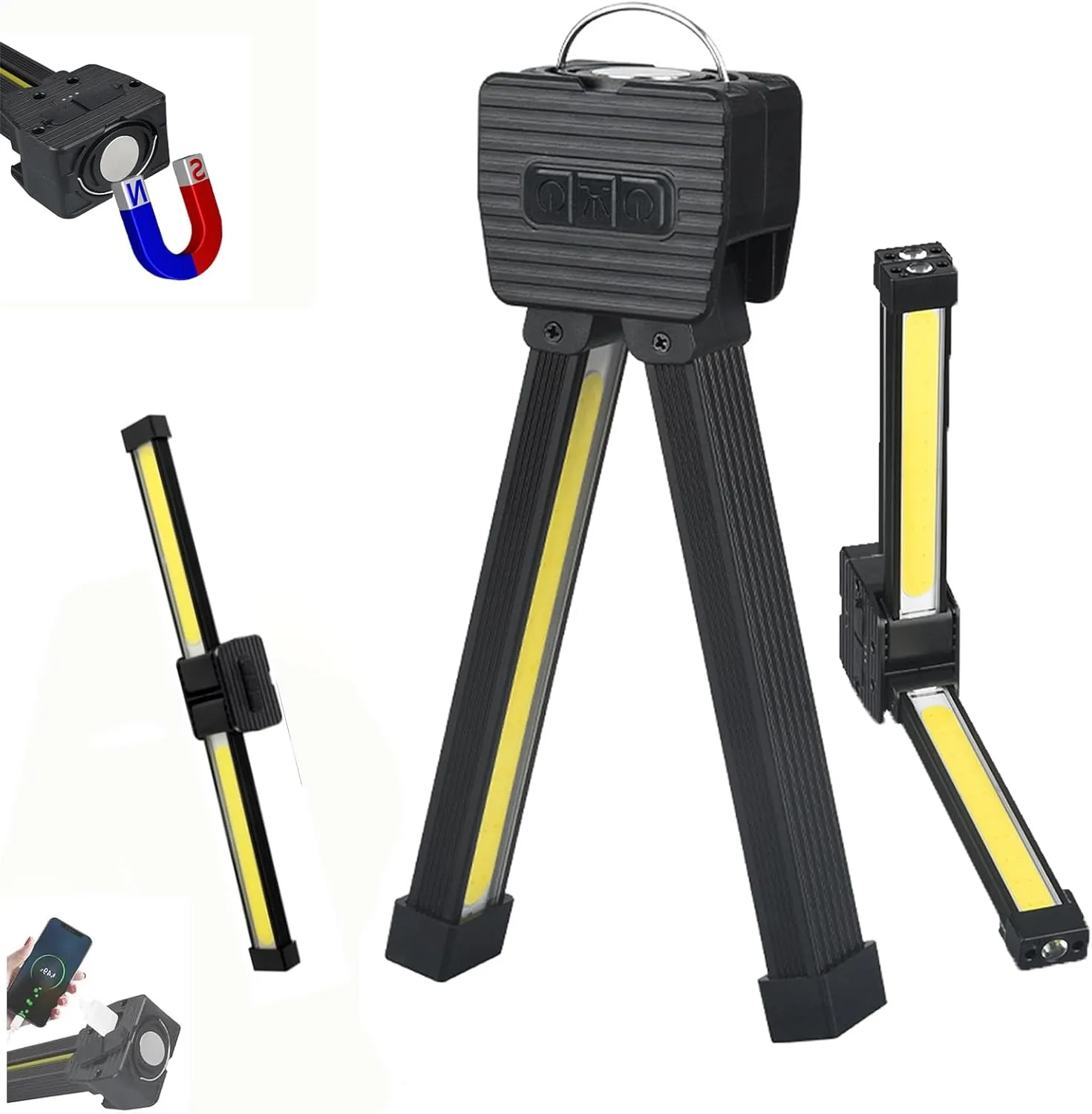 Posing Lamp,Gym Lamp for Posing,Portable Magnet LED Flashlight with Hanging Hook,7th Gear Dimming, USB Rechargeable Worklight,Gym Lamps 180 Degree Folding,Power Bank Camping Light