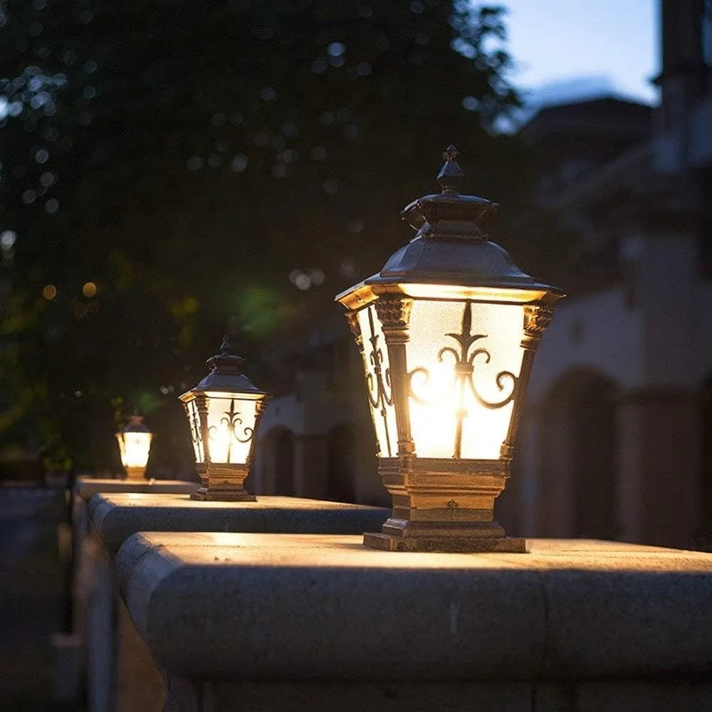 Post Light Vintage Wall Fen Post Pole Lanterns IP54 Waterproof European Courtyard Pillar Lamps Die-Casting Aluminum Glass Vintage E27 Exterior Column Lamps Gard,Bronze-Height:46cm